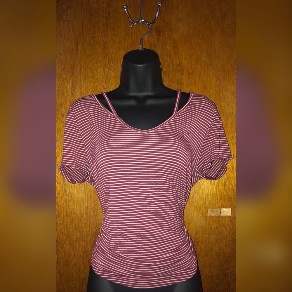 Maroon & pink striped Charlotte Russe top